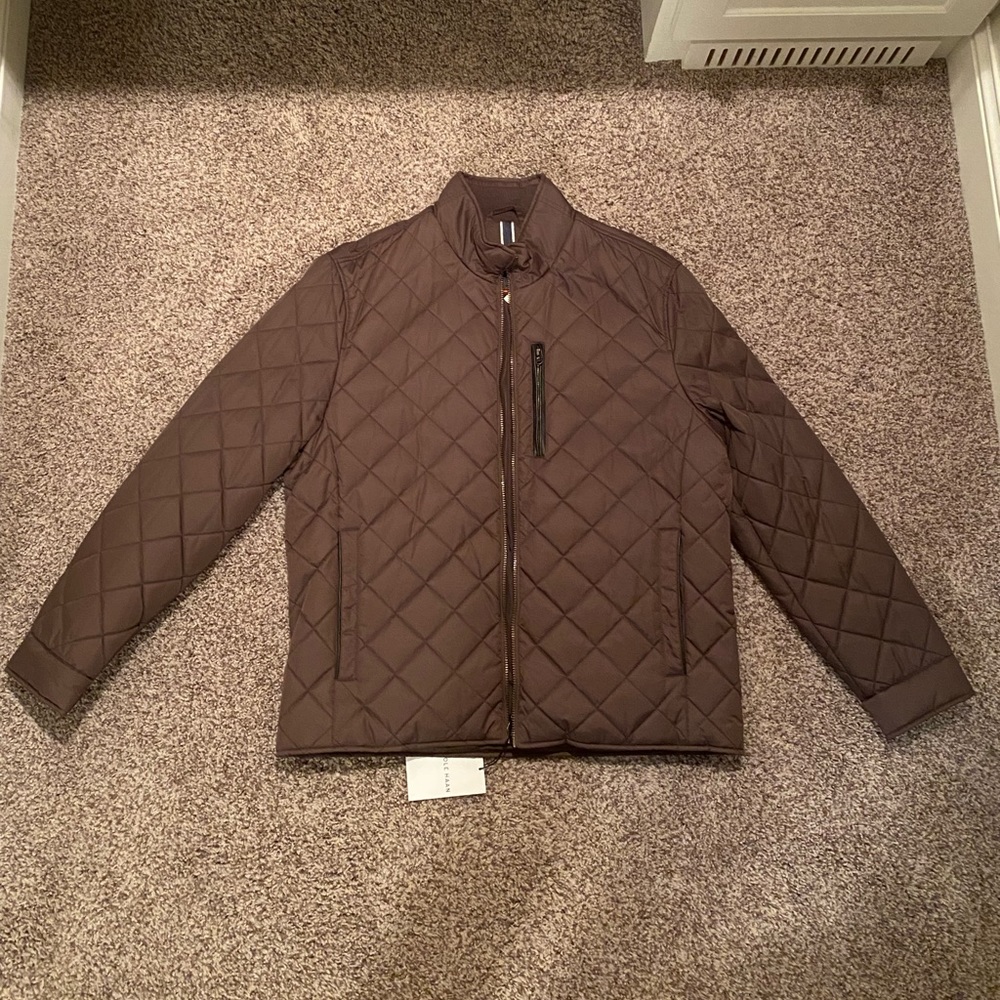 Cole Haan Brown Quilted With Leather Detail Jacket size large